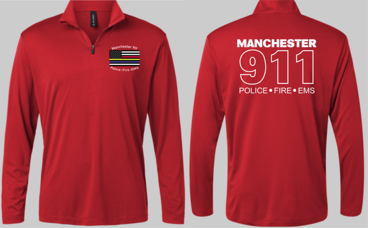 Manchester Mens Polyester Long Sleeve 1/4 Zip Hollow