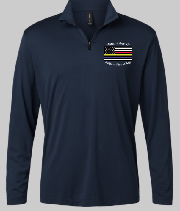 Manchester Mens Polyester Long Sleeve 1/4 Zip No Back