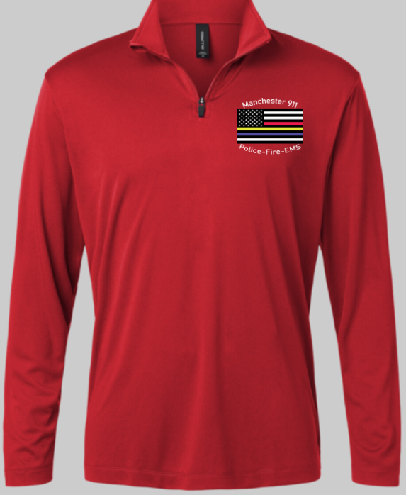 Manchester Mens Polyester Long Sleeve 1/4 Zip No Back