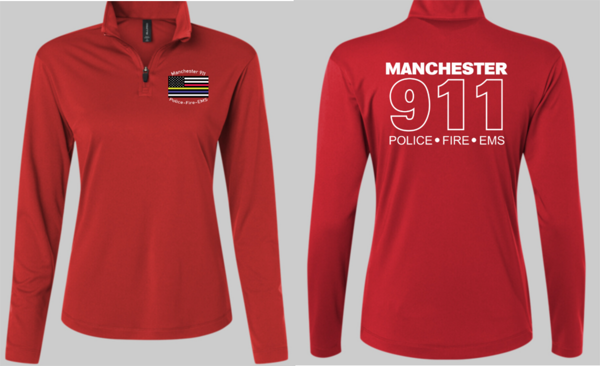 Manchester Womens Polyester Long Sleeve 1/4 Zip Hollow