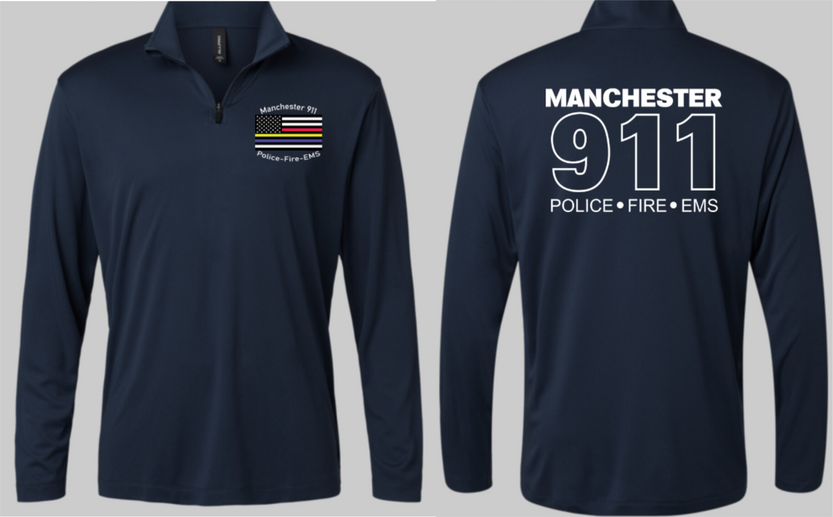 Manchester Mens Polyester Long Sleeve 1/4 Zip Hollow